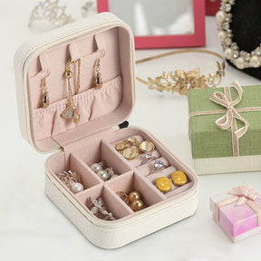 Jewelry Box Organizer Portable Travel Jewelry Box Leather Storage  Earring Holder