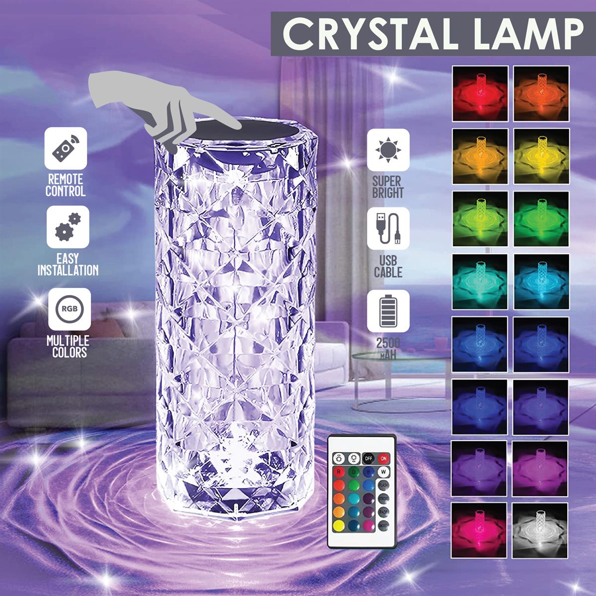 CRYSTAL DIAMOND TABLE LAMP